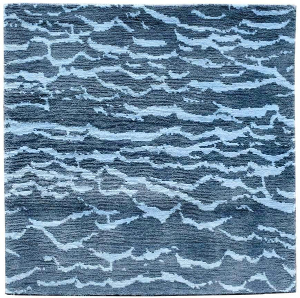 stair landing rug blue water design "Adriatic" 32x32 inches